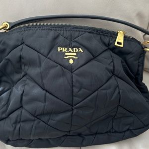 PRADA NYLON AND LEATHER HANDBAG